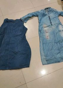 Denim Dress & Kurti Set