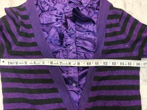 Purple &amp; Black Striped Cardigan