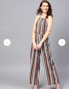 Striped Halter Neck Jumpsuit