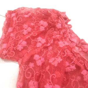 Y2K Red Floral Mesh Top ❤️✨