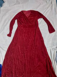 Elegant Velvet V-Neck Maxi Dress