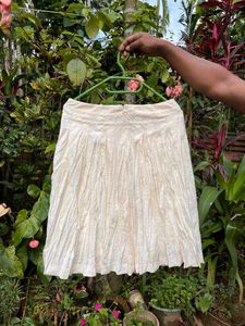 Cream Pleated Mini Skirt