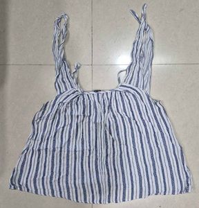 Striped Sleeveless Tie-Strap Top