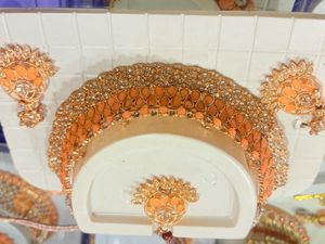 Peach Kundan Necklace Set with Earrings