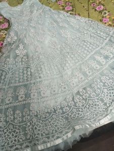 Elegant Blue Embroidered Gown
