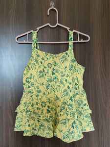 Yellow Floral Ruffle Top