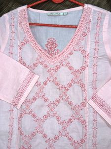 Chikankari Pink Embroidered Kurta