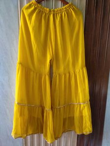 Yellow Embroidered garara frock Set with Dupatta |