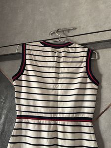 Classic Striped Sleeveless Knee-Length Dress