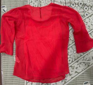 Red Embellished Top