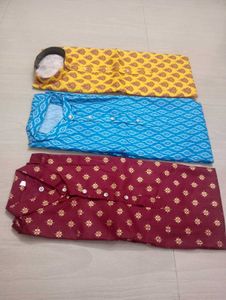 Men's printed cotton blend material Kurtas
