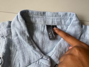 Westside Light Blue Seashell Embroidered Shirt