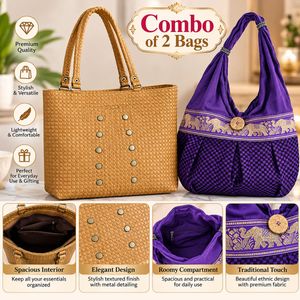 Boho Style Purple Elephant Pattern Bag