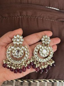 Elegant Kundan Chandbali Earrings