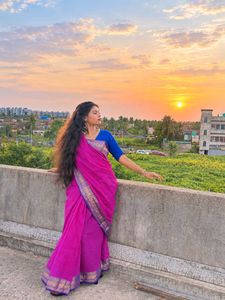 Vibrant Pink Cotton Saree