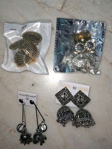 Combo of 4 jhumke with freebies 1 ring &amp; scruchie