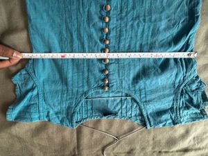 sea green Kurthi with wooded button