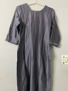 Metallic Grey Suit And Pant Set: Beads+Gota Patti