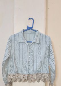 schiffli shirt crop tops