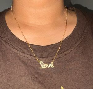 Gold-Tone Crystal "Love" Pendant Necklace