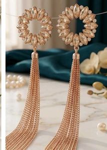 Elegant Rose Gold Tassel Earrings