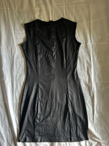 Sleek Black Faux Leather Dress
