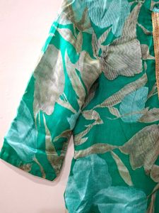 Chiffon Green Floral Print Kurta