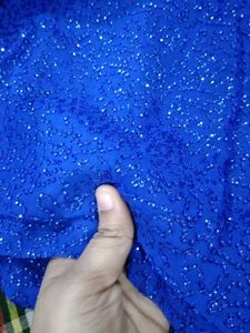 Sparkling Blue Blouse Piece and saree