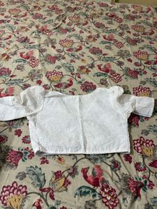 White hakkoba print blouse