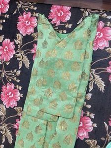 Mint Kurta N  Gold Plazo