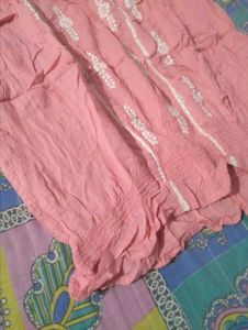 Pink Embroidered Ruffle Top