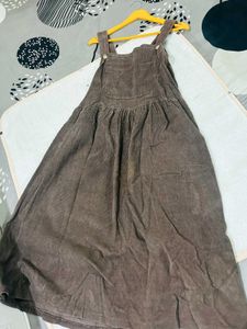 Women's Striped Long Sleeve Top &amp; Brown Overalls