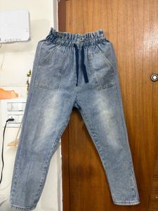 Light Wash Paperbag Waist Jeans