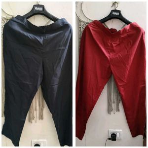 Set of 2 Women Trousers(Black and Maroon) XXL