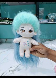 Cute Plush Doll with Blue Hair