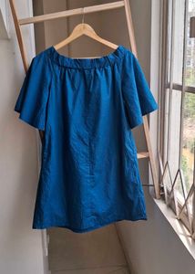 H&amp;M Off-Shoulder Blue Tunic Top
