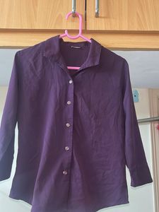 Elegant Plum Colored Button-Up Blouse