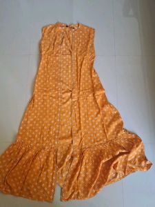 Orange Printed Kurta Set with White Top
