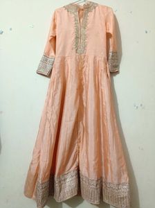 Peach Embroidered Anarkali Frock Suit