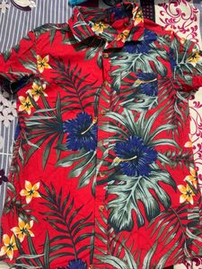 Boys  Red Floral Print Shirt