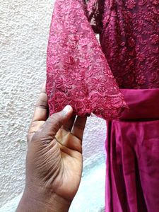 Elegant Maroon Lace Gown