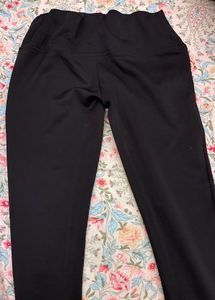 Black High-Waisted Pants with Button Detail