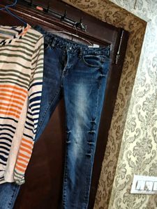 Striped Long Sleeve Top &amp; Jeans Set