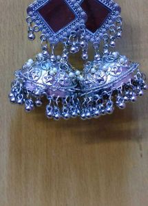 Silver Tone Jhumka Earrings
