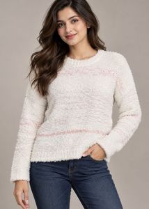 Cozy White Striped Sweater