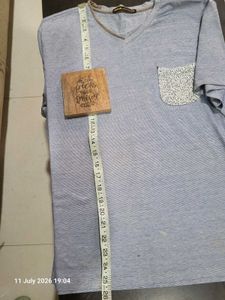 Men's Blue V-Neck T-Shirt