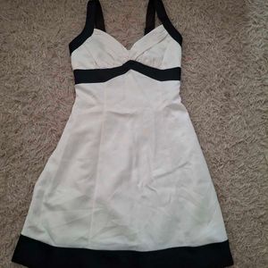 Chic White & Black A-line Dress