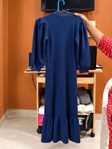 Navy Blue Ribbed Maxi Dress combo of 4