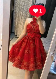 Stunning Red Embellished One-Shoulder Dress