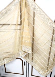 Beige Embroidered Cotton Dupatta